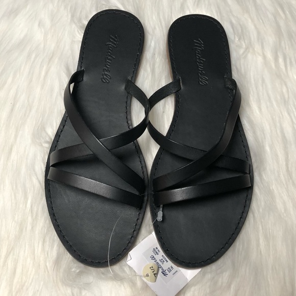 Madewell NWT”the Boardwalk”Skinny-Strap Black Leather Slide Sandal,Size-7.5 - Picture 3 of 8